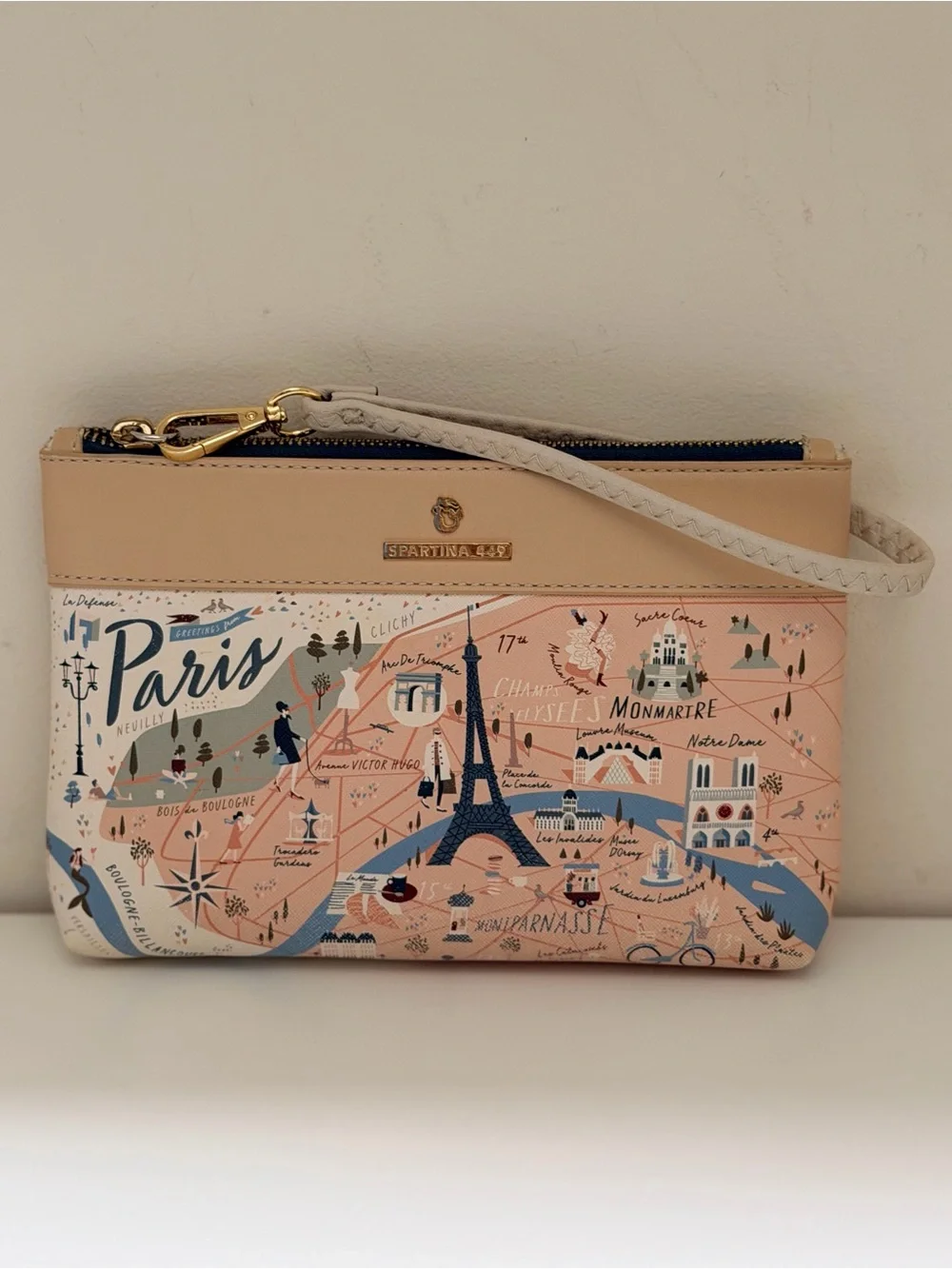 Spartina 449 City of Lights Paris Scout Wristlet Map Print  Clutch collectible